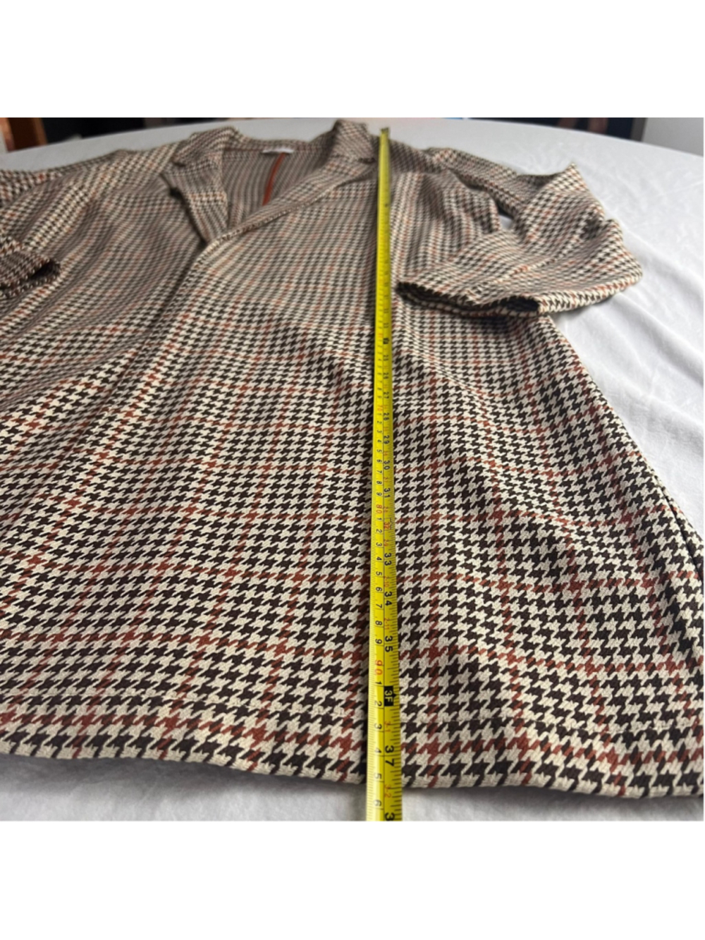 J Jill Sz M Tall Sonoma Houndstooth Duster Jacket Brown & Orange Business Career - Picture 8 of 11